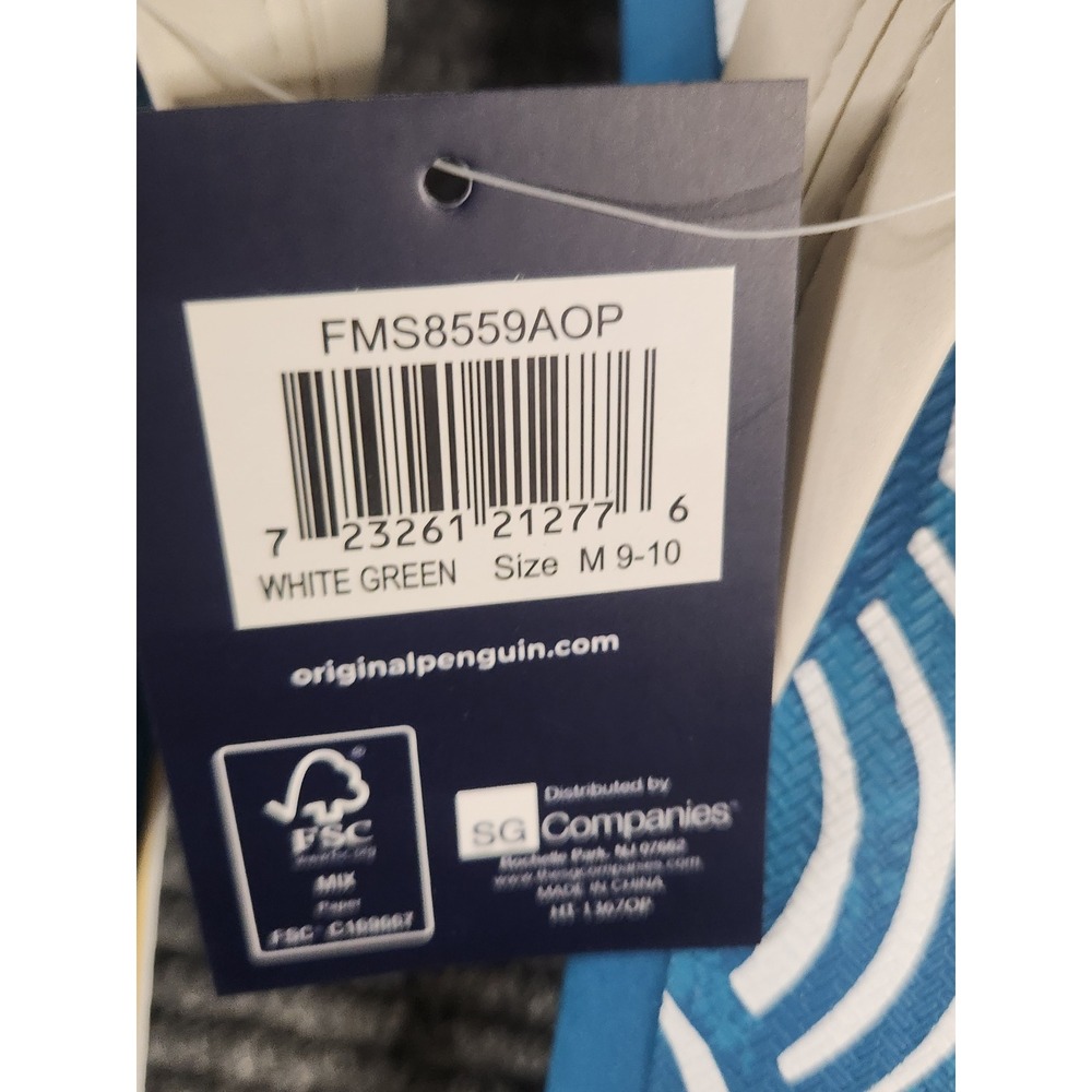 Original Penguin Mens Flip Flop Sandals Blue White Wave FMS8559AOP Size M 9-10 - Picture 5 of 7